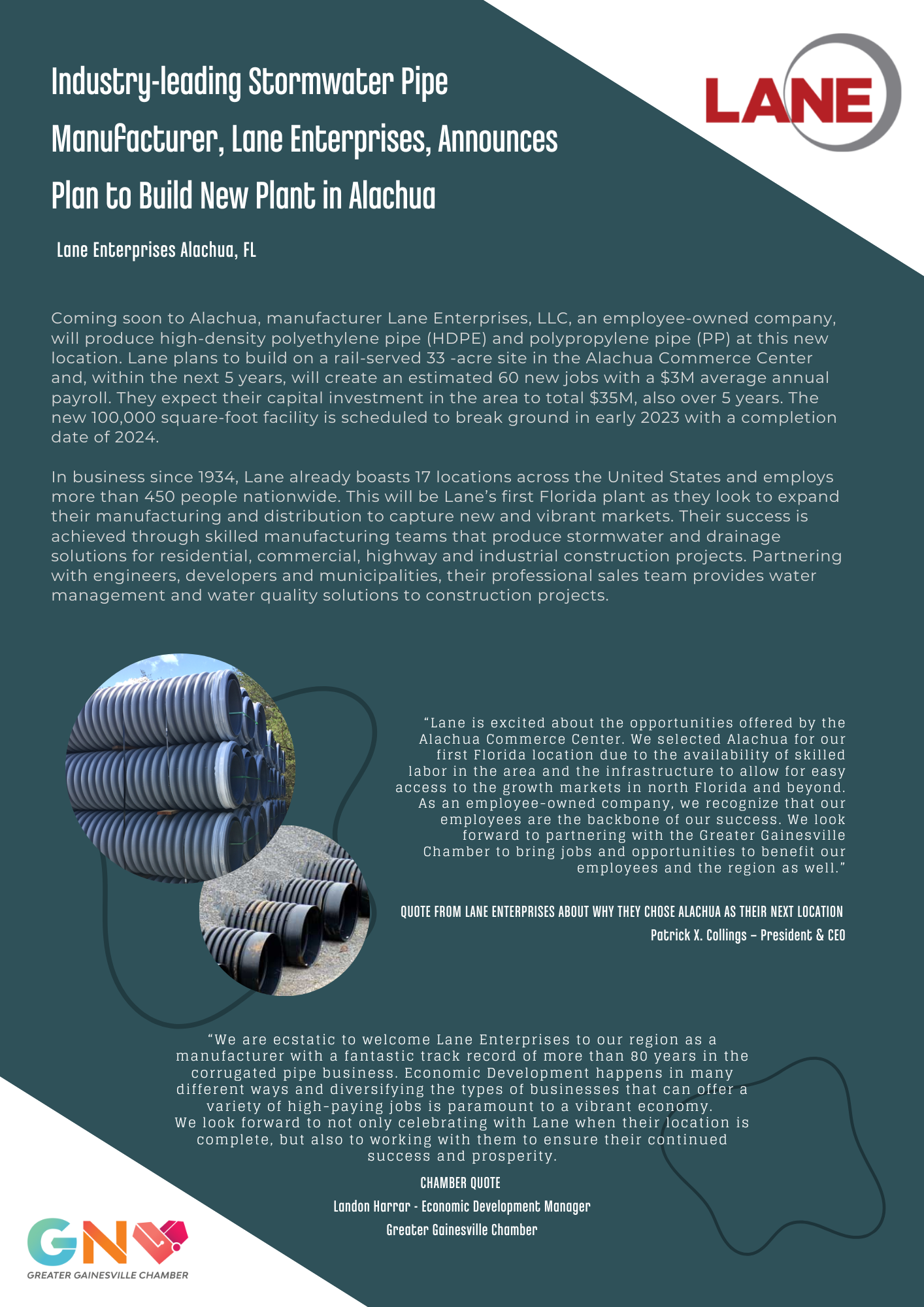 Lane Enterprises Press Release
